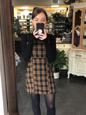Black and Gold Plaid Dress